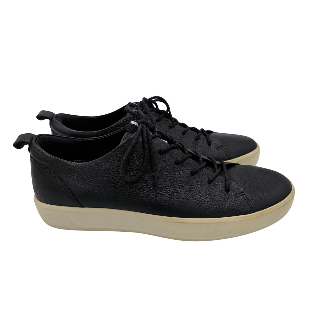 ECCO Soft 8 Mens Black Leather Low Top Lace Up Sneakers Size 43 9-9.5